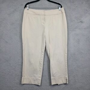 J Jill Pants Womens 14 Beige Capri High Rise Slit Hem Stretch Curvy Crop Classic